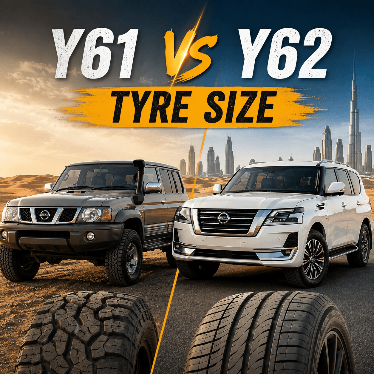 Best Tyres for Nissan Patrol in UAE: Y61 vs Y62 Tyre Size Guide and Top Brand Picks