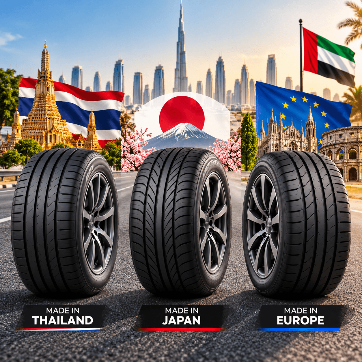 Made in Thailand vs Japan vs Europe: Does Tyre Origin Matter in the UAE?